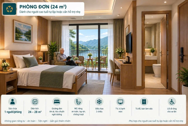 Phòng 1 giường · 18 m²