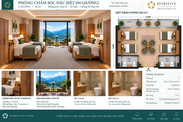 Phòng 4 giường · 40 m²